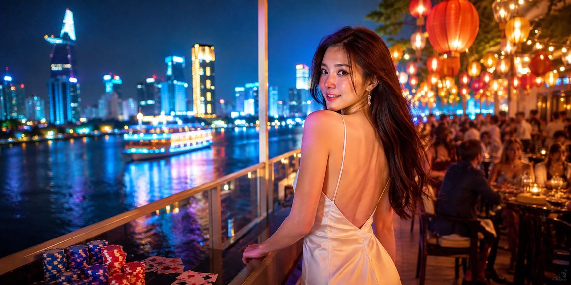 Không khí chợ đêm Sài Gòn với người chơi card game thư giãn trong không gian giải trí lành mạnh