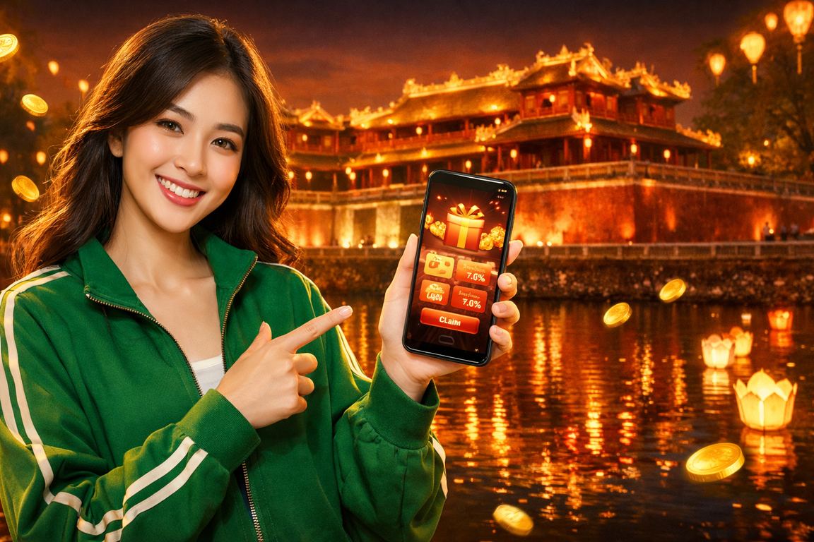 Không khí sôi động tại chợ đêm Huế, nơi người dùng thưởng thức ưu đãi VIP và bonus đặc biệt